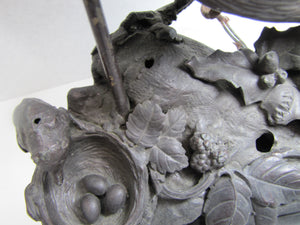 19c P COMOLERA Fighting Cock Bird Small Vermin Eggs Antique French Statue Lamp Paul Comolera (1818-1897)