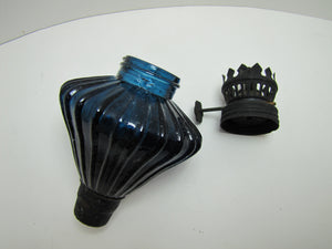 Deep Blue Glass Peg Oil Lamp Part Insert Decorative Art Light Fixture Hardware