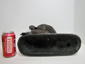 19c P COMOLERA Fighting Cock Bird Small Vermin Eggs Antique French Statue Lamp Paul Comolera (1818-1897)
