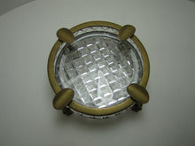 Load image into Gallery viewer, Old Brass&amp;Glass Decorative Arts Footed Ashtray Tray Four Cigar Cig Rests Ornate
