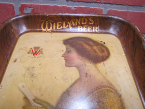 WIELAND'S BEER Antique Advertising Serving Tray AMERICAN ART WORKS COSHOCTON Ohio