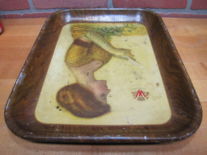 WIELAND'S BEER Antique Advertising Serving Tray AMERICAN ART WORKS COSHOCTON Ohio