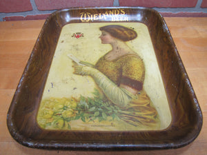 WIELAND'S BEER Antique Advertising Serving Tray AMERICAN ART WORKS COSHOCTON Ohio