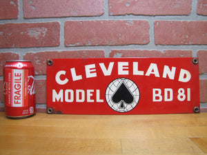 CLEVELAND MODEL BD81 Original Old Equipment Machinery Trencher Porcelain Advertising Sign