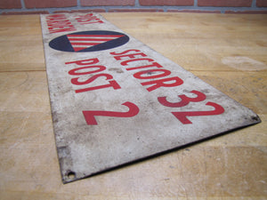 POST WARDEN SECTOR 32 POST 2 Old WW2 Civil Defense CD Cold War Advertising Sign
