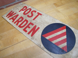 POST WARDEN SECTOR 32 POST 2 Old WW2 Civil Defense CD Cold War Advertising Sign