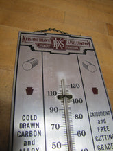 Load image into Gallery viewer, KEYSTONE DRAWN STEEL Co SPRING CITY Pa Old Ad Thermometer Sign GRAMMES Allentown

