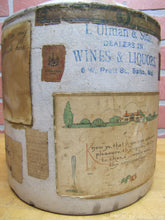 Load image into Gallery viewer, ULMAN &amp; SONS DEALERS IN WINES &amp; LIQUORS BALTO MD Antique Stoneware Jug Folk Art Distillery Merchant
