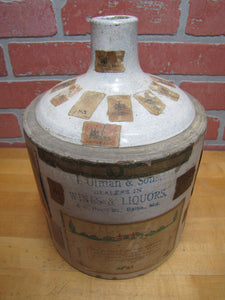 ULMAN & SONS DEALERS IN WINES & LIQUORS BALTO MD Antique Stoneware Jug Folk Art Distillery Merchant