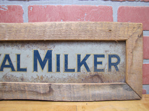 DE LAVAL MILKER Original Old Double Sided Tin Metal Sign in Wooden Frame Farm Feed Seed Ad