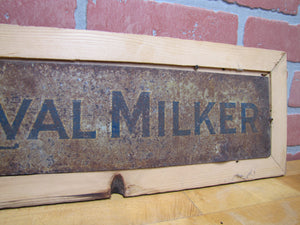 DE LAVAL MILKER Original Old Double Sided Tin Metal Sign in Wooden Frame Farm Feed Seed Ad