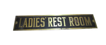 Load image into Gallery viewer, LADIES REST ROOM Old Brass &amp; Black Sign Bathroom Diner Bar Pub Gas Station Advertising
