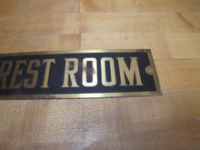 Load image into Gallery viewer, LADIES REST ROOM Old Brass &amp; Black Sign Bathroom Diner Bar Pub Gas Station Advertising
