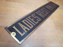 Load image into Gallery viewer, LADIES REST ROOM Old Brass &amp; Black Sign Bathroom Diner Bar Pub Gas Station Advertising

