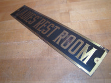 Load image into Gallery viewer, LADIES REST ROOM Old Brass &amp; Black Sign Bathroom Diner Bar Pub Gas Station Advertising
