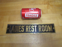 Load image into Gallery viewer, LADIES REST ROOM Old Brass &amp; Black Sign Bathroom Diner Bar Pub Gas Station Advertising
