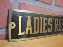Load image into Gallery viewer, LADIES REST ROOM Old Brass &amp; Black Sign Bathroom Diner Bar Pub Gas Station Advertising
