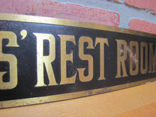 Load image into Gallery viewer, LADIES REST ROOM Old Brass &amp; Black Sign Bathroom Diner Bar Pub Gas Station Advertising
