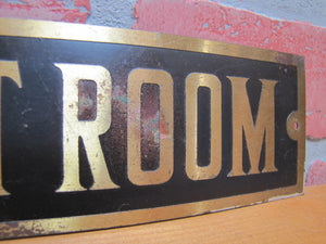 LADIES REST ROOM Old Brass & Black Sign Bathroom Diner Bar Pub Gas Station Advertising