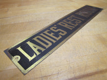 Load image into Gallery viewer, LADIES REST ROOM Old Brass &amp; Black Sign Bathroom Diner Bar Pub Gas Station Advertising
