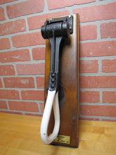 Load image into Gallery viewer, NY SUBWAY HANGER STRAP Orig Old Cast Iron Porcelain Display Mounted Plaque Sign
