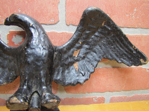 Old Cast Iron Spread Winged Eagle Figural Bird Statue Plaque Decorative Wall Art Statue