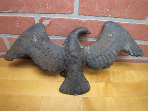Old Cast Iron Spread Winged Eagle Figural Bird Statue Plaque Decorative Wall Art Statue