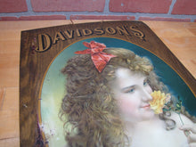 Load image into Gallery viewer, DAVIDSON&#39;S CHOCOLATES &amp; BON BONS BEAUTY DES MOINES IOWA Antique Advertising Sign
