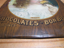 Load image into Gallery viewer, DAVIDSON&#39;S CHOCOLATES &amp; BON BONS BEAUTY DES MOINES IOWA Antique Advertising Sign
