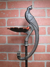 Load image into Gallery viewer, Antique Peacock Smoking Smoke Stand Ashtray Cast Iron Figural Bird Verona USA Pat Pend
