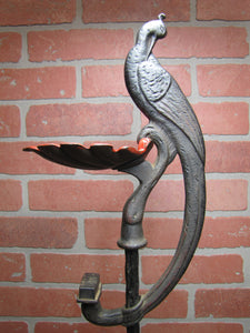Antique Peacock Smoking Smoke Stand Ashtray Cast Iron Figural Bird Verona USA Pat Pend