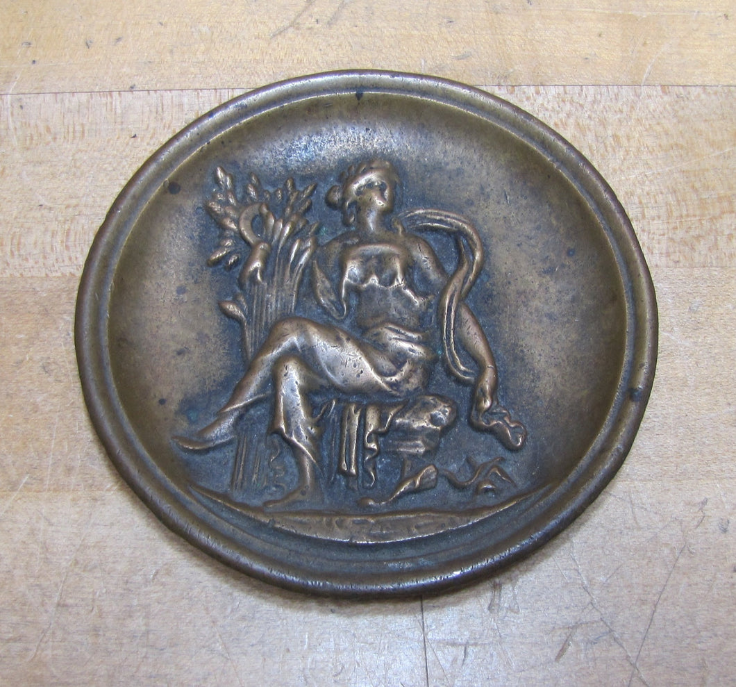 Antique Decorative Arts Bronze Maiden Tray Card Tip Coin Trinket