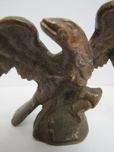 Spread Winged Eagle Old Bronze Brass Paperweight Decorative Art Statue