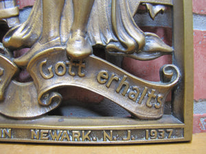 1930s DEHLS&STEIN NEWARK NJ -God Provides Hops & Malts- Bronze Beer Plaque Sign 1906 1937