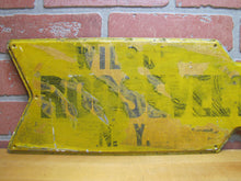 Load image into Gallery viewer, ROOSEVELT BEACH WILSON NY Old Metal Arrow Figural Advertising Sign New York Ad
