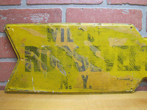 ROOSEVELT BEACH WILSON NY Old Metal Arrow Figural Advertising Sign New York Ad