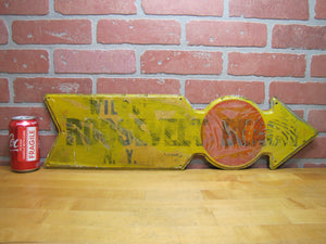 ROOSEVELT BEACH WILSON NY Old Metal Arrow Figural Advertising Sign New York Ad