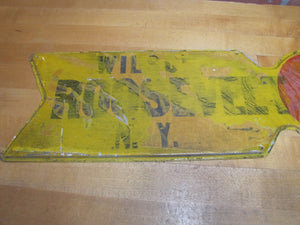 ROOSEVELT BEACH WILSON NY Old Metal Arrow Figural Advertising Sign New York Ad