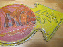 Load image into Gallery viewer, ROOSEVELT BEACH WILSON NY Old Metal Arrow Figural Advertising Sign New York Ad
