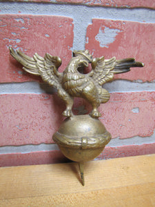 Antique Eagle Finial Topper Crowned Spread Winged Ball Sphere Ornate Brass Bronze Bird