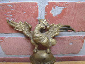 Antique Eagle Finial Topper Crowned Spread Winged Ball Sphere Ornate Brass Bronze Bird
