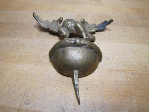 Antique Eagle Finial Topper Crowned Spread Winged Ball Sphere Ornate Brass Bronze Bird