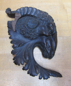 Antique Wooden Carved Rams Head Architectural Hardware Element Salvage Part Piece Art