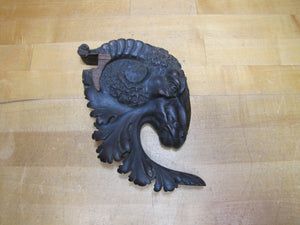 Antique Wooden Carved Rams Head Architectural Hardware Element Salvage Part Piece Art