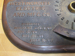 WESTINGHOUSE ELECTRIC AND MFG CO CONTROLLER Antique Street Car Trolley Bronze Panel Sign patent 1880/90s BACKWARD OFF FORWARD