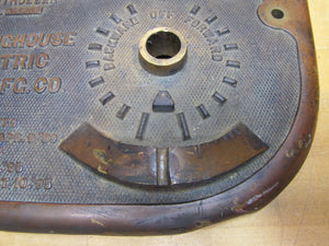 WESTINGHOUSE ELECTRIC AND MFG CO CONTROLLER Antique Street Car Trolley Bronze Panel Sign patent 1880/90s BACKWARD OFF FORWARD