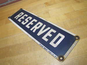RESERVED READY MADE Co NY Original Old Blue & White Porcelain Ad Advertising Sign Patina