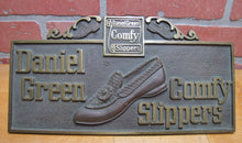 Load image into Gallery viewer, DANIEL GREEN COMFY SLIPPERS Old Store Display Advertising Sign HIGHTON BRONZE NY
