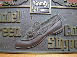 DANIEL GREEN COMFY SLIPPERS Old Store Display Advertising Sign HIGHTON BRONZE NY