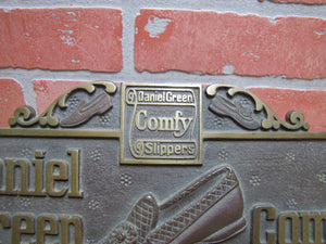 DANIEL GREEN COMFY SLIPPERS Old Store Display Advertising Sign HIGHTON BRONZE NY